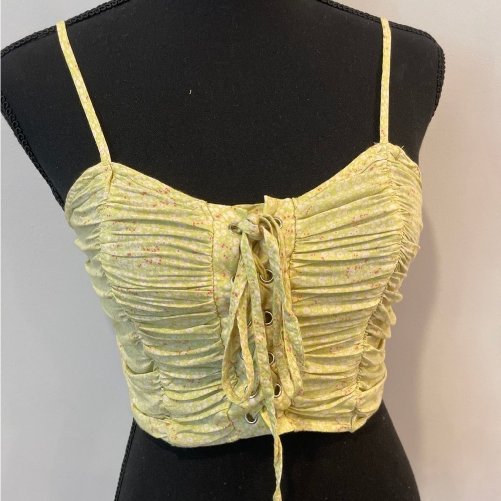 Green Floral Crop Top